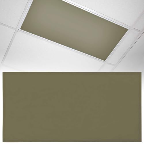 1 Pack Fluorescent Light Cover 4x2 Feet, Olive Green Lights Filters Drop Fluorescent Lights Shade Panel, Farmhouse Solid Green Color Modern Art Magnetic Ceiling Light Cover for Classroom Office - color: Olive Green, size: 1 Piece