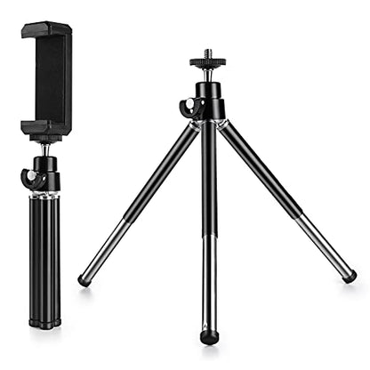 Mini Tripod for Webcam and Phone, Metal Extendable Webcam Stand with Phone Holder, Tripod for Webcam - color: Black