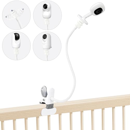 Baby Monitor Mount Holder Compatible with Nanit Pro Smart Baby Monitor & Flex Stand, Momcozy BM01/BM03/BM04 and Other Cameras with 1/4" Threaded Hole, 16 inches Flexible Clip Clamp Mount - color: Ivory