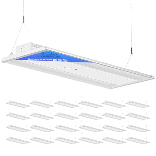 300W 45000LM Linear High Bay LED Shop Lights 24-Pack | 0-10V Dimmable 5000K Daylight, Adjustable Shop Light Fixture for Garage Warehouse Workshop, UL Listed - color: 5000K/24 Pack, size: 300W