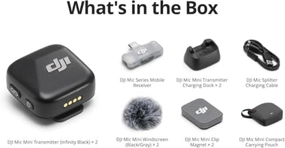 DJI Mic Mini (2 TX + 1 Mobile RX), Wireless Lavalier Microphone for iPhone 17/16/15 & Android/PC/Tablet, Plug-and-Play, 300m Transmission, Ultralight, Active Noise Cancelling, YouTube, Vlog, Streaming - style: Mic Mini (2 TX + 1 Mobile RX)