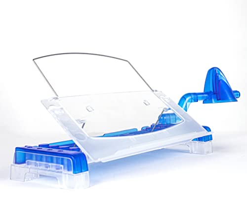 MemoScape Adjustable in-Line Document Holder for Typing | Reduces Neck Strain, Improves Focus, Boosts Desk Organization, and Workflow | Paper Holder Stand for Desk and Home Office - Blue (VUR 3020) - color: Blue/Clear