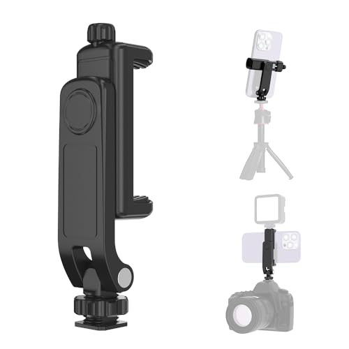 Flexible Phone Tripod Mount Adapter, Universal Smartphone Mount Adapter, Camera Cold/Hot Shoe Phone Tripod Holder for iPhone 17/16/15/14, Samsung Pixel Canon Nikon DSLR and More Cameras - color: Black