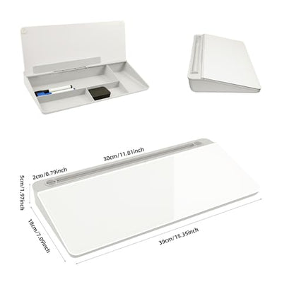 Desktop Whiteboard, Glass Dry Erase Board, Desk Board Buddy,Computer Keyboard Stand,Desk Whiteboard Organizer for Home,Office,School Supplies(White) - color: White