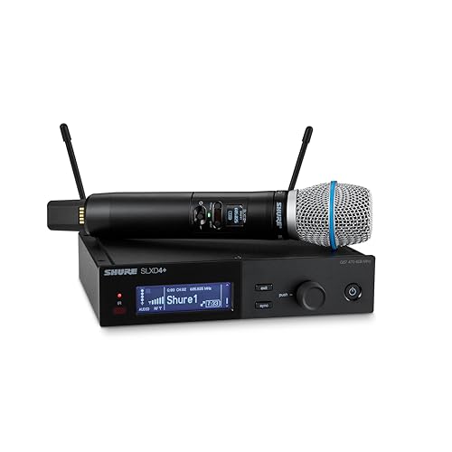 Shure SLXD24+/58 Handheld Wireless System - Includes SLXD4+ Receiver, SLXD2+ Handheld Transmitter with Beta87A Capsule, Bluetooth Monitoring, G57 Band - style: Beta 87A Capsule