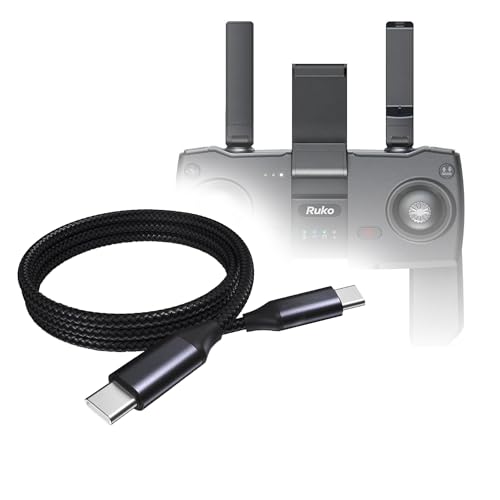 BoxWave Cable Compatible with Ruko F11PRO Remote Controller - DirectSync PD Cable (3ft) - USB-C to USB-C (100W), Type C Braided Charge and Fast Sync - Jet Black