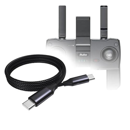 BoxWave Cable Compatible with Ruko F11PRO Remote Controller - DirectSync PD Cable (3ft) - USB-C to USB-C (100W), Type C Braided Charge and Fast Sync - Jet Black