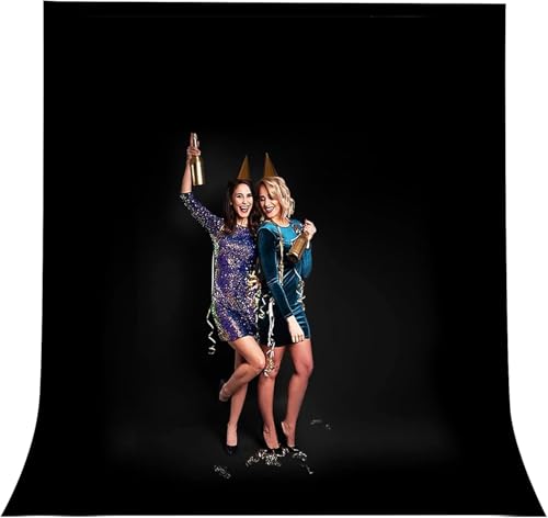 CPLIRIS 10x20ft Black Backdrop for Photography, Dual-Size Dual-Pocket Design Photo Booth Background for Portrait Photoshoot, Party and Video with Both Options of 10 feet and 20 feet in Width - color: Black, size: 10x20ft