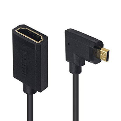 Duttek 90 Degree HDMI to Micro HDMI Extension Cable 6 Feet/1.8M, Left Angled Micro HDMI Male to HDMI Female Coiled Cable for Gopro Hero and Other Action Camera/Cam - size: Left Angled Male to Female 1.8M