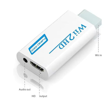 BD&M Wii to HDMI Adapter, WII to Hdmi Converter, Connect Wii Console to HDMI Display Monitor with 3.5mm Audio Supports All Wii Display Modes