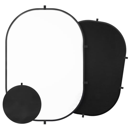 3x5ft/100x150cm Backdrop for Photography, Double Sided White Screen and Black Screen, 2 in 1 Collapsible and Reversible Background for Photography, YouTube Videos,and Live Streaming - color: Black White