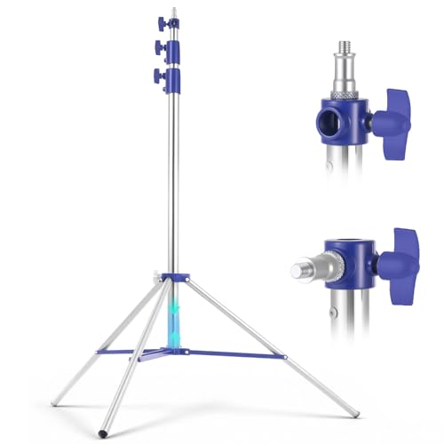 SH Light Stand Photography, 9.1ft/280cm Air Cushioned Studio Light Stand, Heavy Duty Metal Photo Video Tripod Stand with 1/4" to 3/8" Screw for Strobe, Camera, Ring Light, Softbox, Max Load 22lb/10kg - color: Blue