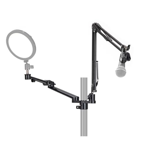 TARION Modular Desktop Arm Set - 18"/45 cm Adjustable Stand with Spigot Mount for COB Lights + 29.4"/75 cm (Max) Mic Boom Stand for Microphone Compatible with 35 mm Rods - Titanrig Arm Y - size: Arm Y (Light / Mic)