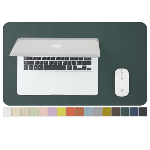 Leather Desk Mat - Small Non-Slip PU Desk Pad for Office and Home - Desk Organization and Accessories - Ideal for Large Mouse Pad and Small Desk Mats on Top of Desks (Dark Green,23.6"x 13.8") - color: Dark Green, size: 23.6" x 13.8"