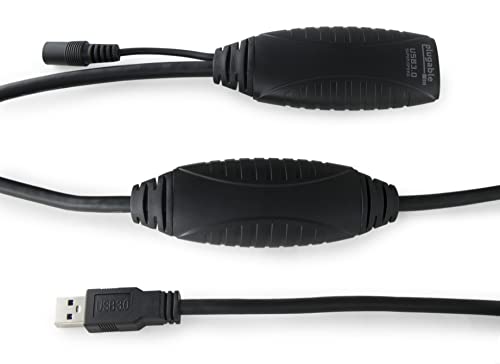 Plugable 10 Meter (32 Foot) USB 3.0 Active Extension Cable with AC Power Adapter, Back-Voltage Protection, and Driverless Technology