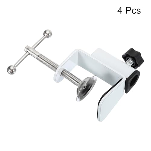 PATIKIL 0.47" Hole Dia. Desk Clamp, 4 Pcs Aluminum Alloy Bracket Universal Adjustable C-Clamp Mount Holder for Microphone Mic Arm Table Lamp Stand, White - color: White