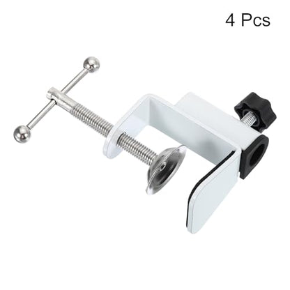 PATIKIL 0.47" Hole Dia. Desk Clamp, 4 Pcs Aluminum Alloy Bracket Universal Adjustable C-Clamp Mount Holder for Microphone Mic Arm Table Lamp Stand, White - color: White