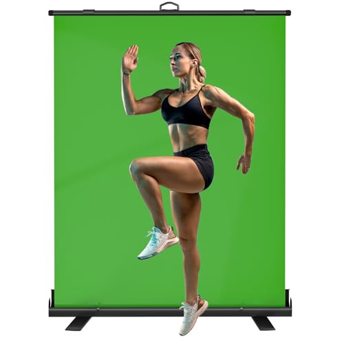 WASJOYE Green Screen Background with Stand, 62.2 x 79 in Portable Collapsible Chroma Key Backdrop, Auto-Locking Wrinkle-Resistant Photography Background for Video, Live Game, Photography Studio - color: Green, size: 62.2 X 79 in