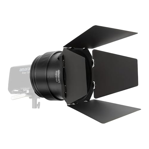 amaran Fresnel with Barn Doors Bowens Mount Attachment Designed for Amaran Ray 360C,660C,Halo 200x/300x/600x,and Other COB LED Video Light (Large) - size: Large