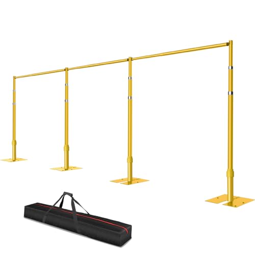 Pipe and Drape Backdrop Stand, 12x30ft Heavy Duty Adjustable Background Frame with Metal Base, Back Drop Holder for Parties Photography Wedding Photoshoot Decoration - Gold - color: Gold, size: 12x30ft