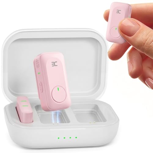 EX Wireless Lavalier Microphone System, Dual Clip-On Mics + Charging Case, 164ft Range Plug-and-Play for iPhone/Android, Advanced Noise Reduction, 48H Runtime-Video Recording, TikTok, YouTube, Pink - color: Pink