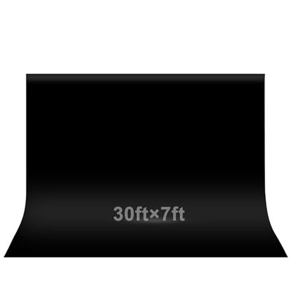 EMART 30x7ft Black Backdrop for Photoshoot, High Density Polyester Fabric Pure Backdrop Curtain, Black Photography Backdrop for Portrait Photoshoot, Video Recording - size: 30x7ft