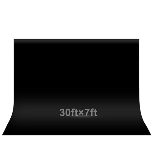 EMART 30x7ft Black Backdrop for Photoshoot, High Density Polyester Fabric Pure Backdrop Curtain, Black Photography Backdrop for Portrait Photoshoot, Video Recording - size: 30x7ft