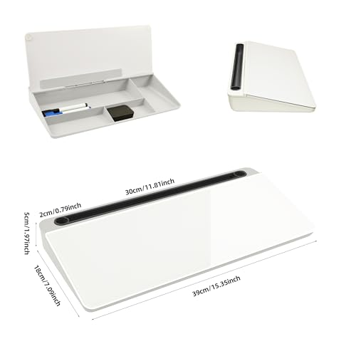 Desktop Whiteboard, Glass Dry Erase Board, Desk Board Buddy,Computer Keyboard Stand,Desk Whiteboard Organizer for Home,Office,School Supplies(Black & White) - color: Black&white
