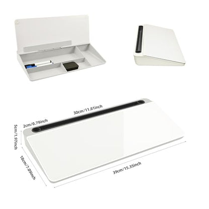 Desktop Whiteboard, Glass Dry Erase Board, Desk Board Buddy,Computer Keyboard Stand,Desk Whiteboard Organizer for Home,Office,School Supplies(Black & White) - color: Black&white