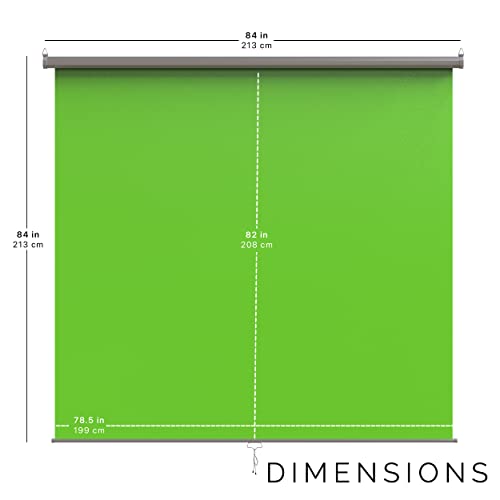【Wider Style】 KHOMO Gear Green Screen 84 x 84 inch – Extra Large Pull Down Backdrop – Portable Collapsible Roll Down Projector Screen – Green Screen for Video, Streaming, and Photography - color: Green - Grey Metal Frame
