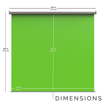 【Wider Style】 KHOMO Gear Green Screen 84 x 84 inch – Extra Large Pull Down Backdrop – Portable Collapsible Roll Down Projector Screen – Green Screen for Video, Streaming, and Photography - color: Green - Grey Metal Frame