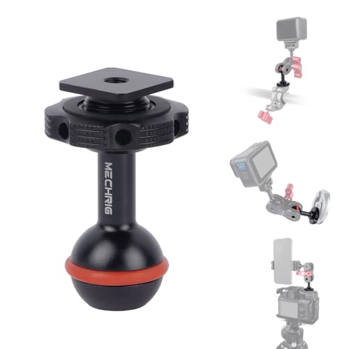 20mm Ball Head Hot Shoe Adapter for Camera Magic Arm, CNC Aluminum Alloy Quick Release Mount with Anti-Slip Ring for DSLR Rig/Gimbal Handle/Riding Filming(62008 Hot Shoe Mount Ball Head)