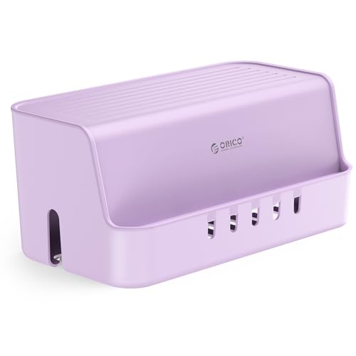 ORICO Cable Management Box with Phone Stand Lid, Large Cord Organizer Case for Hiding Power Strips & Surge Protectors, Heat Dissipation Desktop Wire Hider for Home, Office, School - PB02 - color: Purple