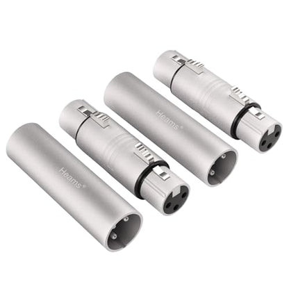 4 Pack (2 Pair) Professional XLR Adapter, 3 Pin XLR Female to Female & Male to Male Connector, Fit for Microphone, Audio Mixer, Speaker, Silver - size: 2 Pair