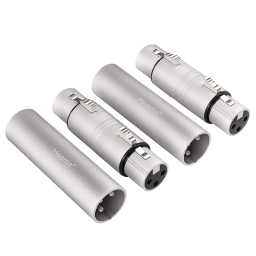 4 Pack (2 Pair) Professional XLR Adapter, 3 Pin XLR Female to Female & Male to Male Connector, Fit for Microphone, Audio Mixer, Speaker, Silver - size: 2 Pair