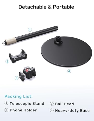 Webcam Stand for Desk, Raise Height Desktop Stand with Adjustment for Logitech Webcam C920 C922 BRIO, 360°Rotatable Ballhead Desktop Tripod for Live Streaming/Video Calling with 1/4" Thread - size: 15.3" - 25.8" in height