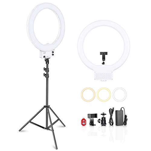 NEEWER 18 Inch Ring Light with Tripod Stand, 55W Large LED Ringlight, Cold Shoe Phone Holder Compatible with iPhone Camera for Video Recording Photography Streaming Selfie Makeup Studio Photo, RL-18