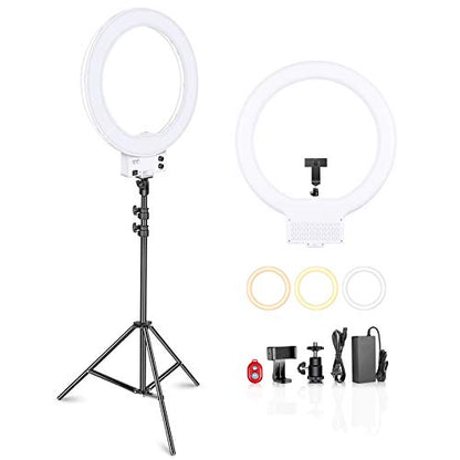 NEEWER 18 Inch Ring Light with Tripod Stand, 55W Large LED Ringlight, Cold Shoe Phone Holder Compatible with iPhone Camera for Video Recording Photography Streaming Selfie Makeup Studio Photo, RL-18