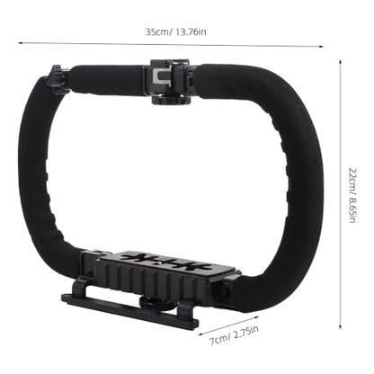 Zerodeko Foldable Dual-Handle Smartphone Video Rig Stabilizer for Handheld Camera Support Bracket, Compatible with Various Smartphones, Professional Video Recording Grip for Vloggers