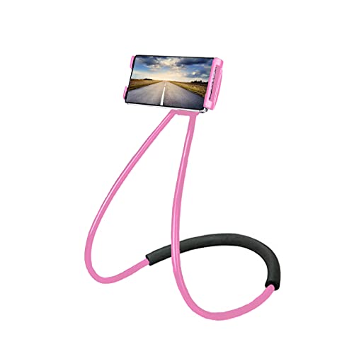 Chapter Seven Universal Smart Mobile Phone Stand,Hanging on Neck Cell Phone Mount Holder, Flexible Lazy Bracket DIY Free Rotating for Multiple Functions (Black) (Pink) - color: Pink