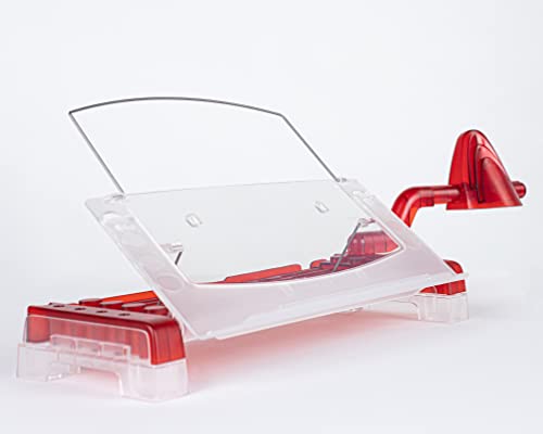 MemoScape Adjustable in-Line Document Holder for Typing | Reduces Neck Strain, Improves Focus, Boosts Desk Organization, and Workflow | Paper Holder Stand for Desk and Home Office - Red (VUR 3060) - color: Red/Clear