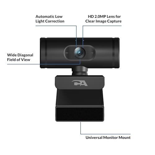 Cyber Acoustics 1080p Full HD Webcam (WC-1000), Designed with No Microphone for Use with Headsets and Speakerphones, Autofocus, Low-Light Correction, USB-A Plug and Play