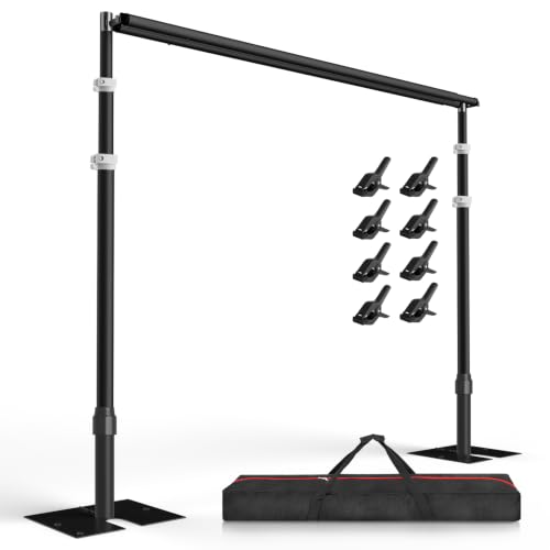 EMART Backdrop Stand Heavy Duty 10x10Ft, Double Crossbar Pipe and Drape Photo Background Support Kit, Adjustable Metal Frame with Flat Base for Wedding Birthday Party Decoration-Black - color: Black, size: 10×10FT