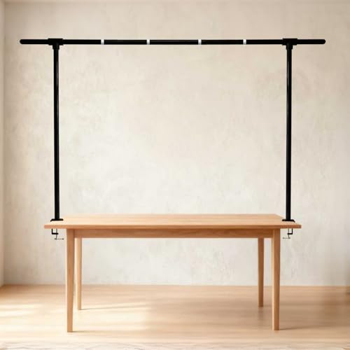 Beyeutao Over The Table Rod Stand with Clamps Adjustable 16"-87" Length 30"-45" Height Metal Balloon Arch Stand Black Table Backdrop Frame Suitable for Photography Wedding Birthday Party Christmas - color: Black, size: 16-87 Inches