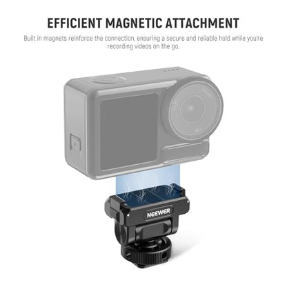NEEWER Magnetic Mount Adapter Compatible with DJI Osmo Action 5 Pro/4/3, Upgraded Metal Quick Release Action Camera Mount Vlogging Accessories - style: AC012 w/Cleaning Cloth