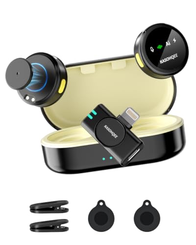 Wireless Lavalier Microphone for iPhone 17/16/15/14, iPad & Android, Magnetic Clip-on Mini Mic with Charging Case,30H Playtime Plug-Play Lapel Lavalier Mic for Vlog TikTok, AI Noise Reduction - color: 2 TX+Lightning Rx+Charing Case