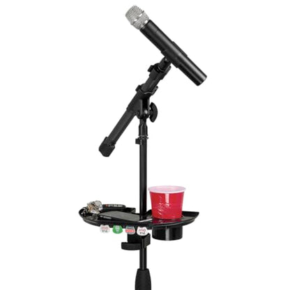 Gator Frameworks Microphone Stand Accessory Tray with Drink Holder and Guitar Pick Tab, 12" x 7" (GFW-MIC-ACCTRAY) - size: 12" x 7" Standard Tray, style: Standard Tray