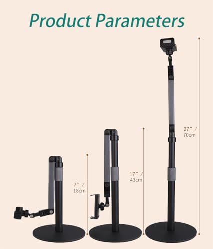 Heavy Duty Overhead Phone Stand for Desk Video Recording for iPhone Holder, with Extension Arm, 360° Swivel, for Filming, Meeting, Cooking, Painting and Crafting - size: 27in Height (Desk Phone Stand)