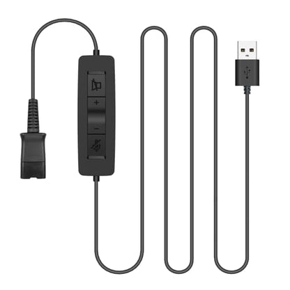 Headset USB Adapter Quick Disconnect QD Cable to USB A Plug Adapter for Plantronics QD Wired Headset with in-line Volume Mute Controls to Computer Laptop PC Mac VOIP Softphone
