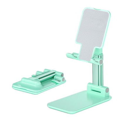 Phone Stand for Desk, Cell Phone Holder Cute Smart Cellphone Stand Foldable Stands Compatible with Under 8" Devices, Office Accessories, Pink - color: E-Green